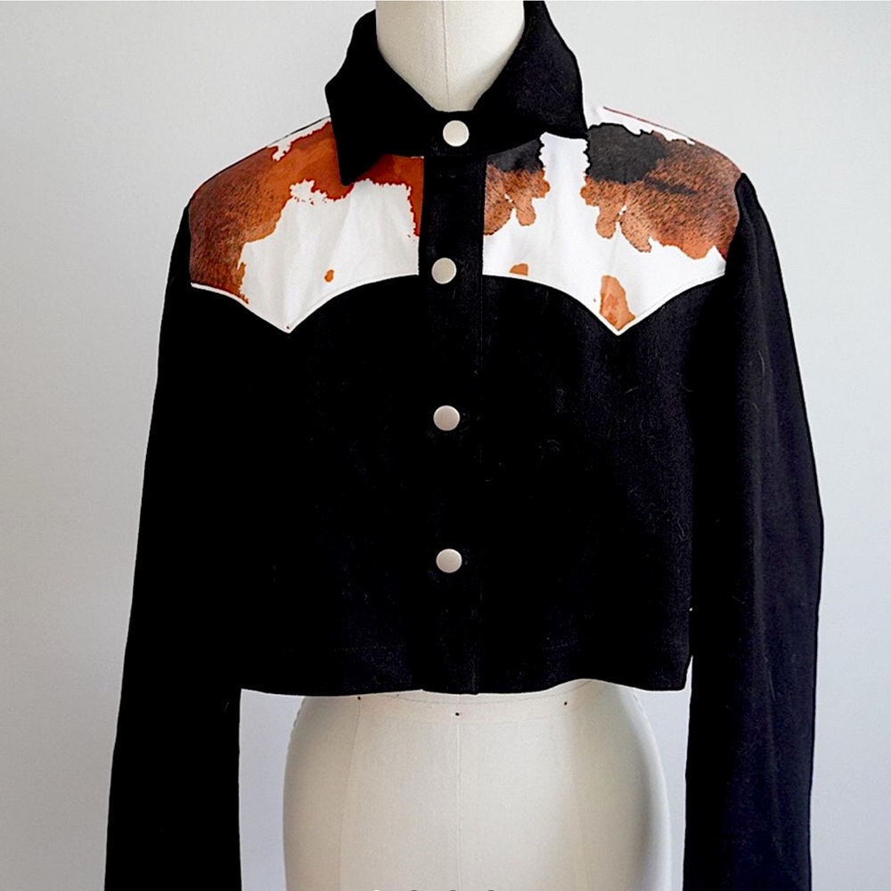 Handmade western cowgirl top with cow print 🐎